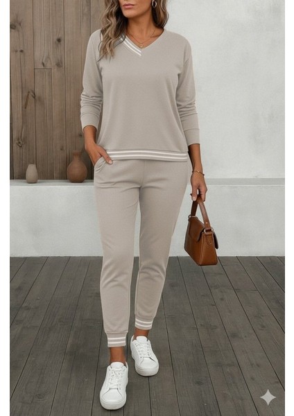Kadın Uzun Kollu Ribana Detay Viskon Iki Iplik Ikili Takım