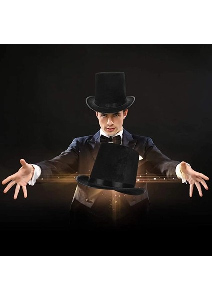 Yetişkinler Için Siyah Renk Ringmaster Sihirbaz Şapkası Silindir Şapka fiyatları