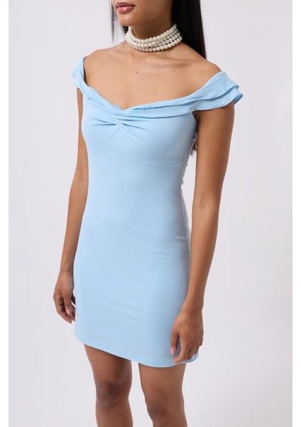 Büzgü Detay Omuz Askılı Mini Elbise fırsatları