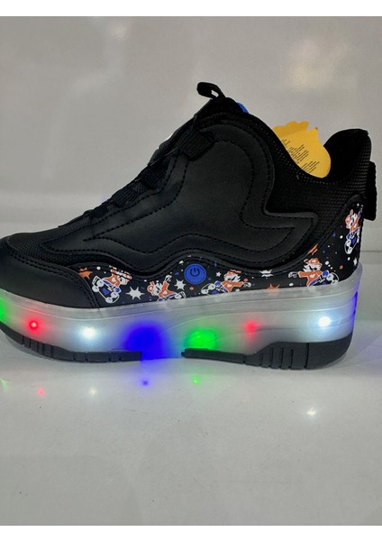 Çocuk Patenli Işıklı Tekerlekli Spor Ayakkabı & Patenli Rahat Ayakkabı Unisex On Off Düğmeli Mevsimlik Modeli