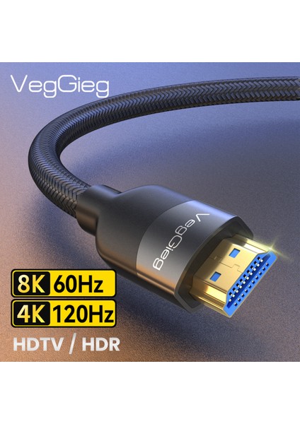 Premium 8K 60Hz 4K 120Hz HDCP ARC HDR Örgülü HDMI 2.1 Kablo 3 Metre fiyatları