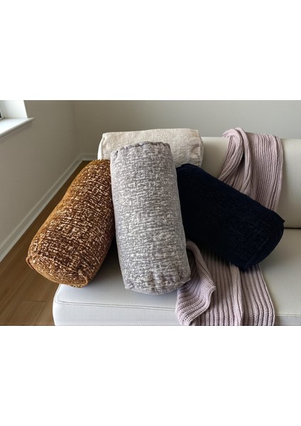 Şönil Kumaş Silindir Yastık Kılıfı – Dekoratif Yumuşak Dokulu Kırlent, Lüks Ev ve Ofis Dekoru indirimleri