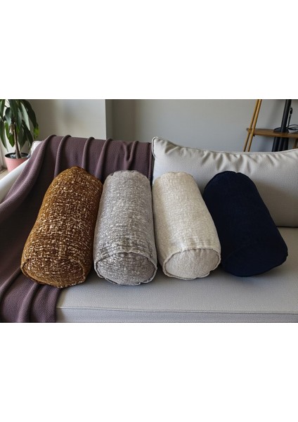 Şönil Kumaş Silindir Yastık Kılıfı – Dekoratif Yumuşak Dokulu Kırlent, Lüks Ev ve Ofis Dekoru