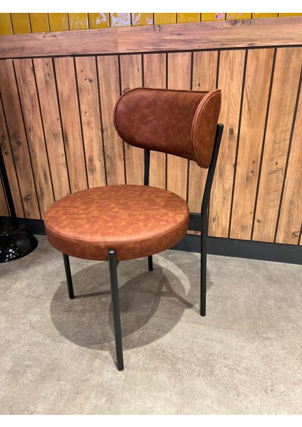 Luna Sandalye- Sağlam Metal Ayaklı -Silinebilir Deri Döşemeli - Rahat Estetik