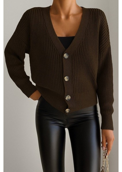 Kadın Uzun Kollu Düğme Detay Triko Hırka fiyatları