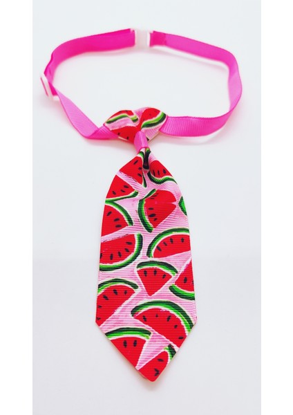 Ayarlanabilir Kedi ve Köpek Kravatı, Pembeli Karpuz Desenli