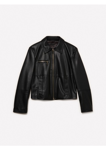 Viskoz Karışımlı Deri Görünümlü Fermuarlı Regular Fit Ceket Kadın Siyah Ceket - 325A20BZLN05T modelleri