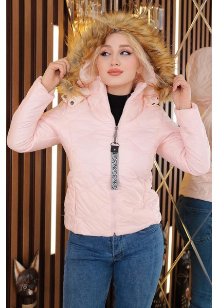 Kısa Kapitone Şişme Mont Pudra 12256