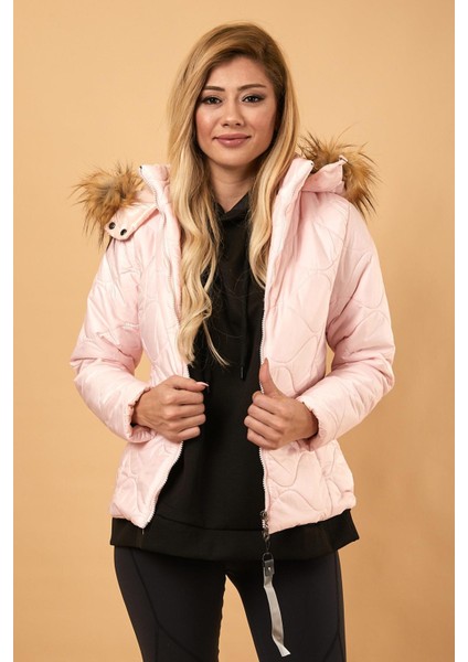 Kısa Kapitone Şişme Mont Pudra 12256 fiyatları