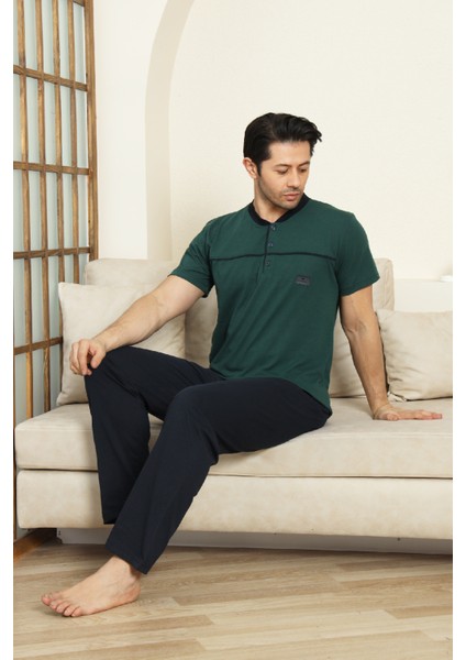 Erkek %100 Pamuk Pijama Takımı -3 Düğmeli-Robalı 12383 fiyatları
