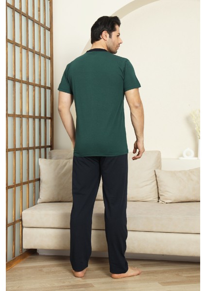 Erkek %100 Pamuk Pijama Takımı -3 Düğmeli-Robalı 12383 modelleri