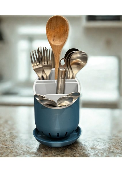 Ikizler Çok Gözlü Tezgah Üstü Kaşık Bıçak Tezgah Standı - Mutfak Organizer Düzenleyici