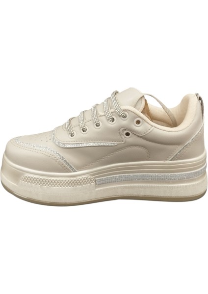 319Z Ortopedik 5 cm Kalın Taban Simli Taş Şeritli Günlük Kadın Sneaker Ayakkabı fiyatları