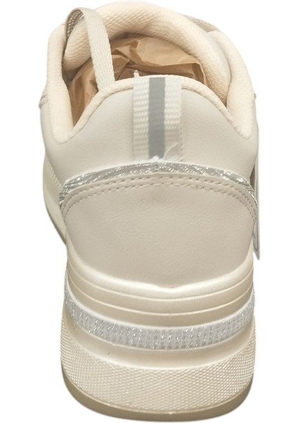 319Z Ortopedik 5 cm Kalın Taban Simli Taş Şeritli Günlük Kadın Sneaker Ayakkabı fırsatları