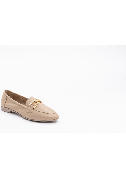 Kadın Ekru Tokalı Loafer Ayakkabı modelleri