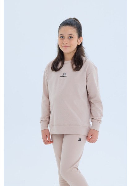 Kız Çocuk Şardonlu Dalgıç Kumaş Eşofman Takımı (Sweatshirt + Tayt) indirimleri