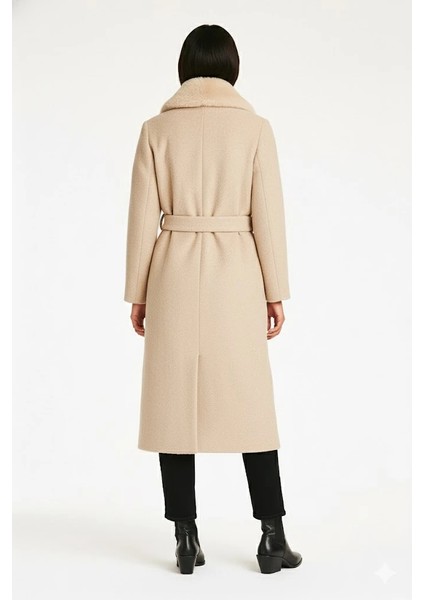 Kadın Kahverengi Bukle Kumaş Uzun Kaban Büyük Yakalı Kışlık Palto Teddy Kaban modelleri