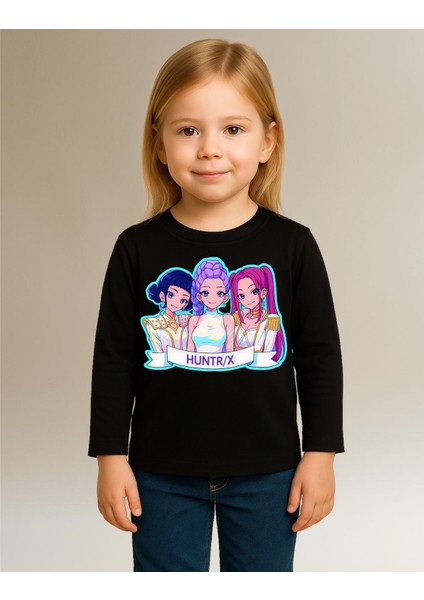 Kpop Demon Hunters Huntrix Uzun Kollu Baskılı Kız Çocuk Tişört (4-13 Yaş) modelleri