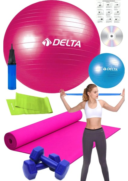 9 Lu Pilates Seti Egzersiz Plates Topu Pilates Minderi Dambıl Aerobik Latex Band fiyatları