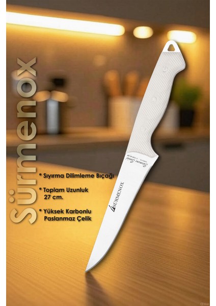Sürmene Serisi Mutfak Bıçak Seti Et Ekmek Sebze Bıçağı 3 Lü Beyaz Verzalit Sap HDS-162 modelleri