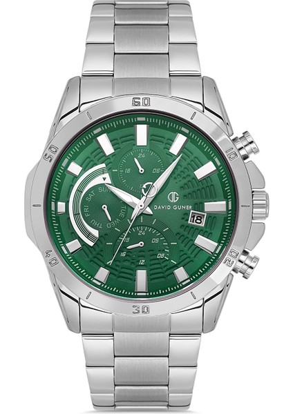 Davıd Guner Gümüş Kaplamalı Yeşil Kadranlı Erkek Kol Saati DG-8748GA-A10 fırsatları