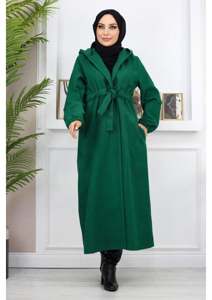 Önden Bağlamalı Kaşe Kaban Zümrüt 19169