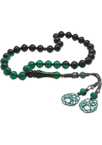 1000 Ayar Gümüş Özel Kazaz Püsküllü Istanbul Kesim Süzme Turkuaz Siyah Ateş Kehribar Tesbih