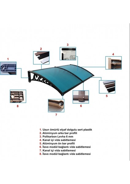 Pratik Sundurma Kapı Pencere Üstü 100X120 cm Antrasit Gri modelleri