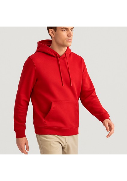 Üç Iplik Kapüşonlu Kanguru Cepli Sweatshirt Hoodie