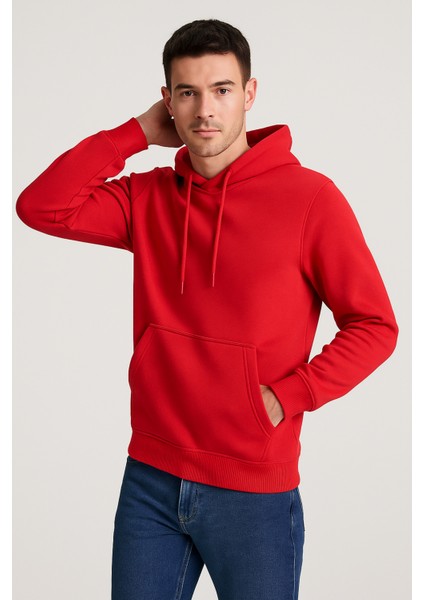 Üç Iplik Kapüşonlu Kanguru Cepli Sweatshirt Hoodie indirimleri