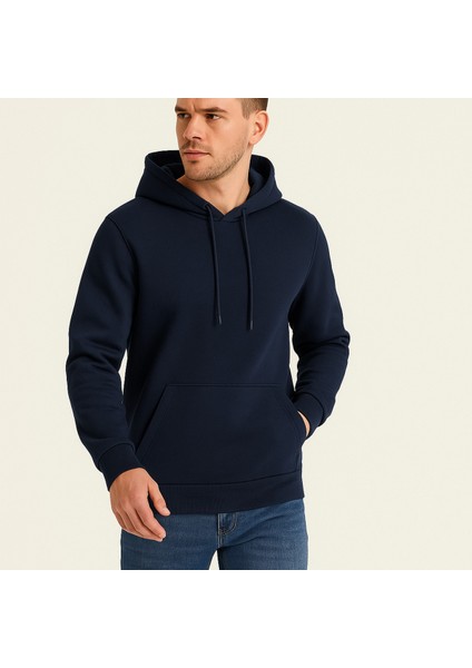 Üç Iplik Kapüşonlu Kanguru Cepli Sweatshirt Hoodie