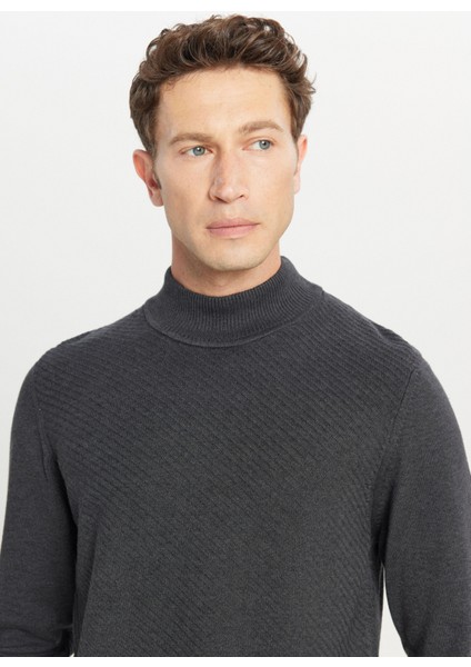 Yarım Balıkçı Yaka Standart Antrasit Melanj Erkek Kazak ACE049261272_ANM fırsatları