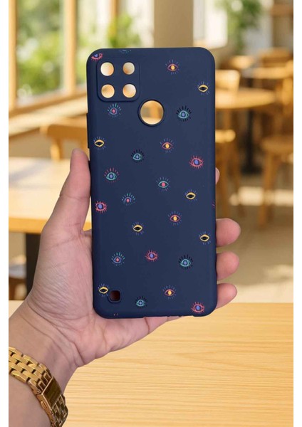 Realme C21Y ve C25Y - Mini Evıl Eye Desenli Silikon Darbe Emici Klasik Korumalı Rubber Kılıf fiyatları