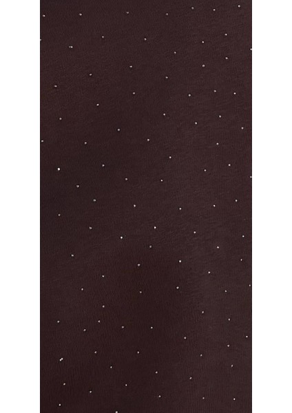 Kadın Kahve Taşlı Oversize Sweatshirt 30067 modelleri