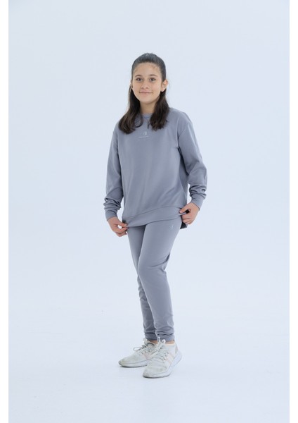 Kız Çocuk Şardonlu Dalgıç Kumaş Eşofman Takımı (Sweatshirt + Tayt) modelleri