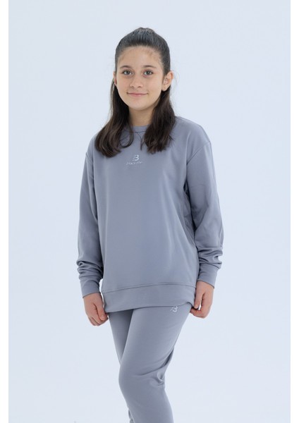 Kız Çocuk Şardonlu Dalgıç Kumaş Eşofman Takımı (Sweatshirt + Tayt) fırsatları