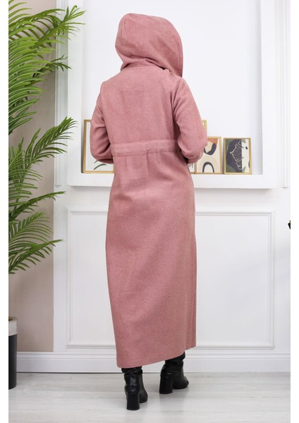 Önden Bağlamalı Kaşe Kaban Gül Kurusu 19169 fırsatları