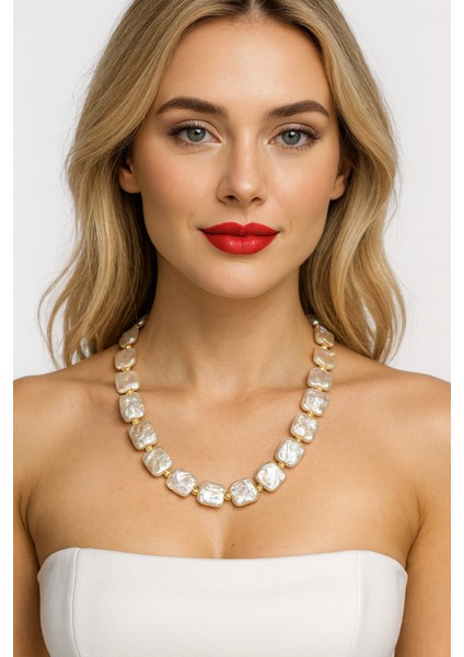 Gerçek Inci & Altın Detaylı Premium Tasarım Kolye