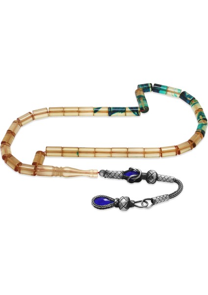 1000 Ayar Gümüş Kazaz Püsküllü Kesme Kesim Süzme Şeffaf Mavi Beyaz Ateş Kehribar Tesbih