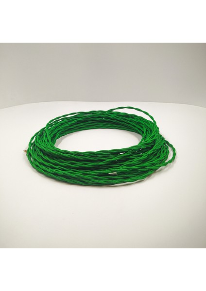 Dekoratif Burgulu Kumaş Kablo Yeşil Renk 2X0,50MM 1 Metre