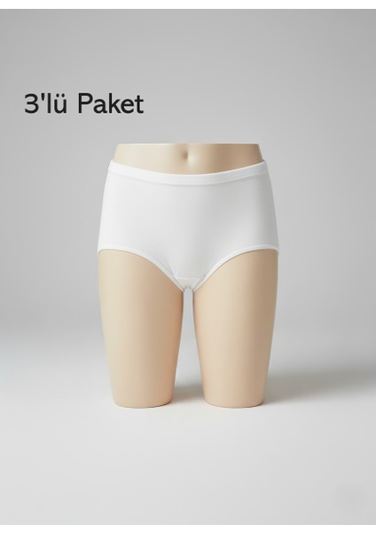 Kadın Külot Pamuklu Cotton 3'lü Paket Normal ve Battal Büyük Beden - Yıldız