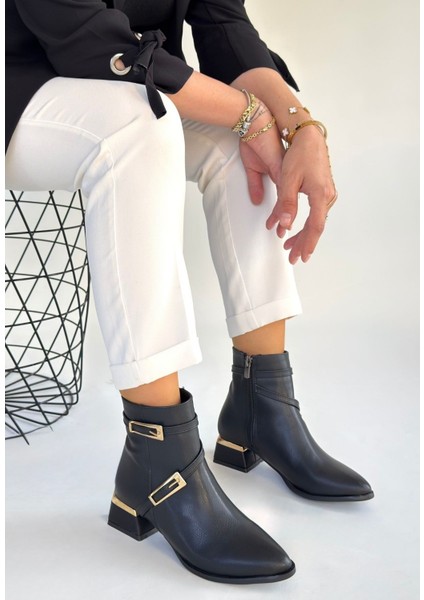 Tendy Premium Siyah Fermuarlı Topuklu Bot