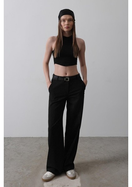 Kemerli Palazzo Pantolon - Siyah-Beyaz modelleri
