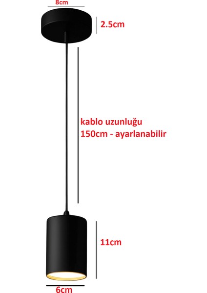 Modern Tasarım Yatak Odası Salon Mutfak Giyinme Odası GU10 Duylu Ampül Dahil Tekli Sarkıt Avize Siyahkasa Günışığı modelleri