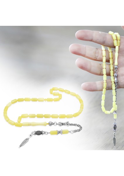 Su Damlası Tasarım Gümüş Renk Kararmaz Metal Püsküllü Kapsül Kesim Sarı Beyaz Beyrut Kehribar Tesbih fiyatları