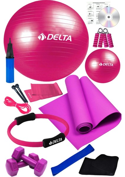 13 Lü Pilates Topu Seti Plates Minderi 1 kg Dambıl Aerobik Latex Band Pilates Çemberi Set fırsatları