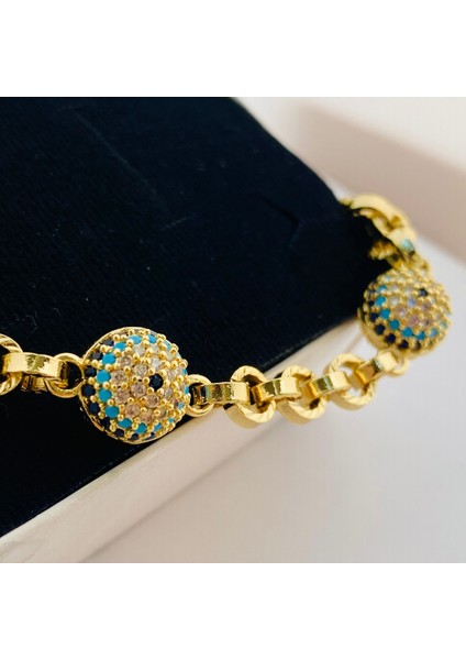 Nazar Boncuklu Bileklik Kararmaz Xuping Bileklik 14 Ayar Gold 17+3cm fırsatları