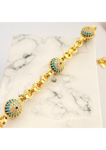 Nazar Boncuklu Bileklik Kararmaz Xuping Bileklik 14 Ayar Gold 17+3cm indirimleri