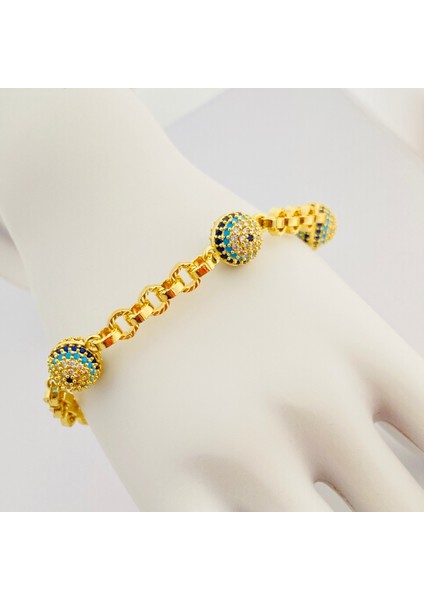 Nazar Boncuklu Bileklik Kararmaz Xuping Bileklik 14 Ayar Gold 17+3cm