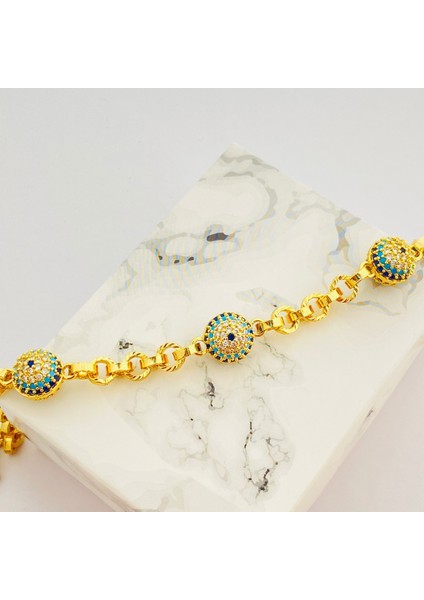 Nazar Boncuklu Bileklik Kararmaz Xuping Bileklik 14 Ayar Gold 17+3cm